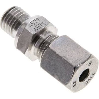 6S & M12x1.5 RVS Rechte Snijringkoppeling Buitendraad 630bar FKM ISO 8434-1