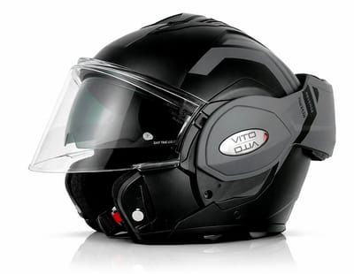 Vito Reverse Systeemhelm - Motorhelm en Scooterhelm met Opklapbaar Kinstuk en Zonnevizier - Zwart / Grijze Helm voor Scooter, Motor en Brommer - Voor Dames en Heren - Geschikt voor Volwassenen - Maat S