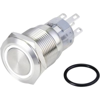 TRU COMPONENTS TC-10090940 LAS1-AGQ-11E/W/24V/S Vandalismebestendige druktoets 250 V/AC 3 A 1x aan/(aan) Moment Wit IP65 1 stuk(s)
