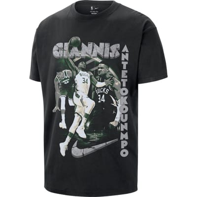 Nike Milwaukee Bucks Courtside Originals Giannis Antetokounmpo T-shirt Zwart K010