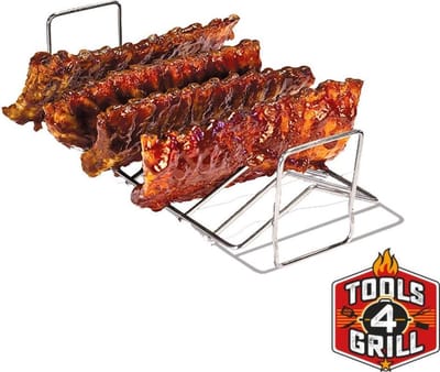Tools4grill  Stevig RVS Ribrack - 5mm rvs rib rack - 40 cm x 17,5 cm  Ribrek - rib rek