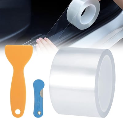 Dailygoods- Lakbeschermingsfolie Transparant - 7cmx10m - Zelfklevend - Slagvast - Hittebestendig - Meervoudige Bescherming - Inclusief Mes - Autobeschermfolie