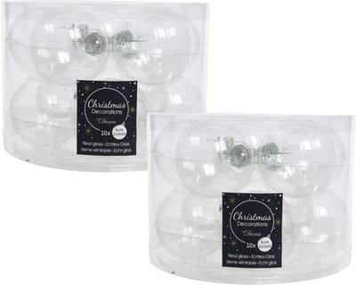 Decoris Kerstballen set - 20x stuks - transparant - glas - 6 cm - glans/mat - kerstversiering