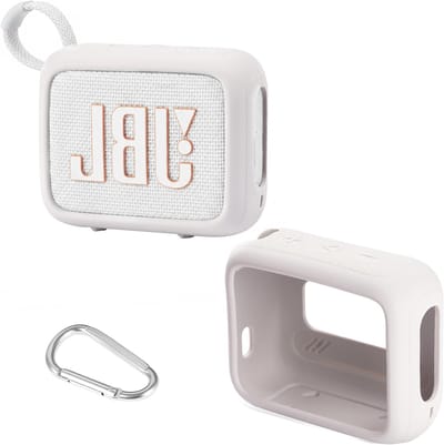 Duurzame silicone hoes voor draagbare Bluetooth speaker, geschikt voor JBL Go 4, wit en schokbestendig
