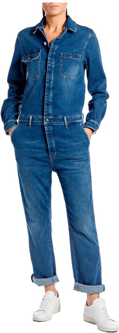 Replay W1060 .000.353 399 Jumpsuit Met Lange Mouwen Blauw S Vrouw