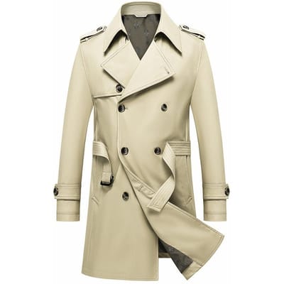 Windbreaker Heren Lente en Herfst Heren Mid-Lengte Double-breasted Windbreaker Heren Gestructureerde Stof Windbreaker Topjas Herenkleding M beige