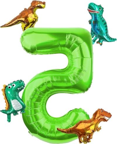 Thijox - Morofme Dino Luchtballon Cijfers 5, 40 Inch Folieballon Groen met 4 Dino Ballonnen voor Jungle Thema Verjaardag en Jubileum Feest