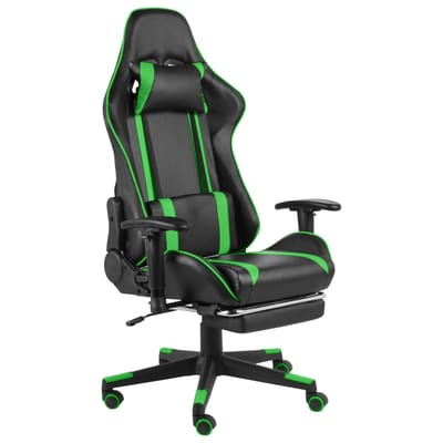 vidaXL - Gamestoel - draaibaar - met - voetensteun - PVC - groen