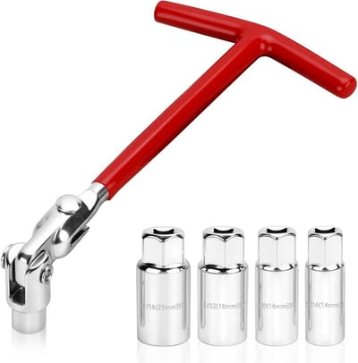 Dailygoods- Bougiesleutelset T-vormig - 14mm/16mm/18mm - Ergonomisch - Antislip - Slijtvast - Hoogwaardig rubber handvat - Bougiesleutel