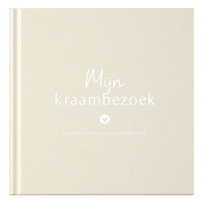 Fyllbooks - Kraambezoekboek - Kraamtijd - Invulboek voor Kraambezoek - Kraamboek - Linnen Beige - Geschikt voor: 66 Gasten