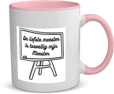 Akyol - de liefste meester is toevallig mijn meester koffiemok - theemok - roze - Meester - meester - leraar - 350 ML inhoud