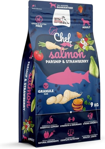 SYTA MICHA Serie - Droogvoer voor Honden - Zalm, Pastinaak en Aardbei - 9kg