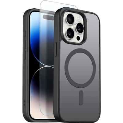 Northjo 2-in-1 iPhone 14 Pro Hoesje – Shockproof, MagSafe + Screenprotector Zwart