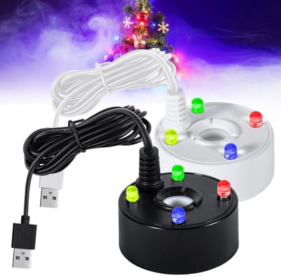 Ynkkvre - set van 2 ultrasone nevelmachines - mini mist maker met 4 gekleurde LED-lampjes - ultrasone vernevelaar voor fonteinen, zwembaden en aquaria, 5V USB