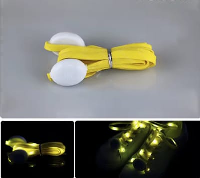 CHPN - Veters met LED verlichting - Lichtgevende veters - Geel licht - Opvallende veters - 120CM - Ronde veters - Coole veters - Werkt op batterijen