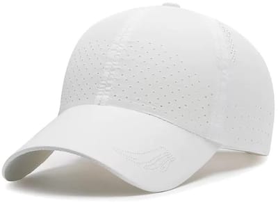 Geperforeerde Baseball Cap – Ademende, Sneldrogende Sportpet met Verstelbare Pasvorm en Zonbescherming voor Heren en Dames – Wit