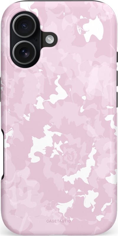 Casetastic hoesje geschikt voor Apple iPhone 17 - MagSafe - Dubbellaagse bescherming - Roze wervels - Fashion Case - Lichtgrijs Lichtroze Wit