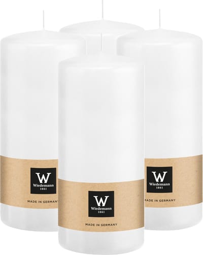 Wiedemann Cilinderkaars/stompkaars - 4x - wit - 15 x 7 cm - 63 branduren - zuilkaarsen