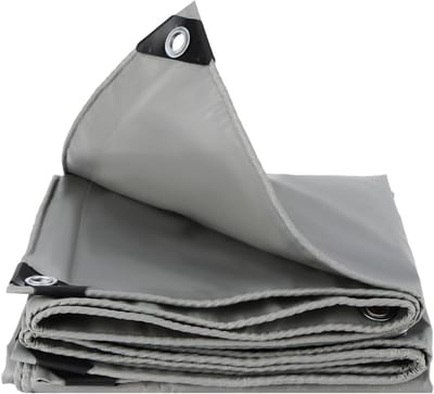 Afdekzeil PVC - Vrachtwagenzeil Zeildoek - Bescherming Goederen - Waterdicht Scheurvast - 3m x 4m - Grijs