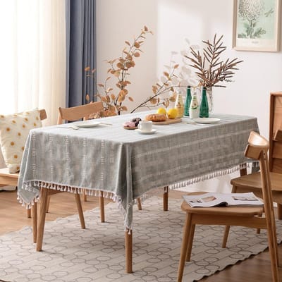 Katoenen linnen tafelkleed Kwastje Kanten tafelkleed Ins Style Salontafelkleed Antislip linnen picknicktafelkleed 60*60 grijs-blauwe kleur