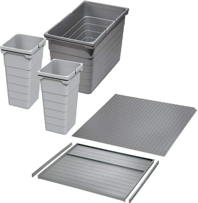 Ninka afvalscheidingssysteem eins2vier KB 500 mm, Zijdikte 16 mm Hoogte 330 mm 2x 11,5L, 1x 25L, 1x 50-liter bodemplaat, 1x