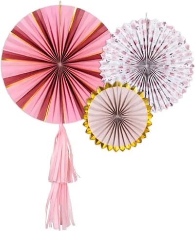 Mix van papieren waaiers bloemen 3 stuks 26-43 cm