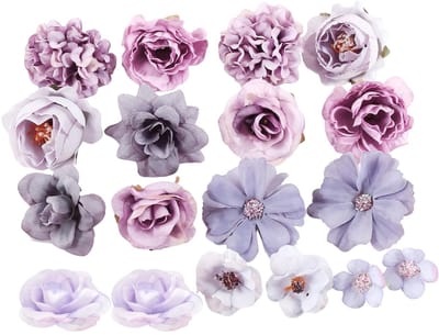 Dailygoods- Kunstbloemenhoofden 24 stuks - Decoratieve Mini Kunstbloemhoofden - Nepbloemdecoratie - Handwerk/Scrapbooking - Haaraccessoire - Hoogwaardig Materiaal - Nepbloemen
