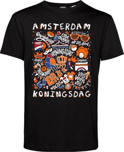 T-shirt Amsterdam Oranjekoorts | Zwart | maat XS