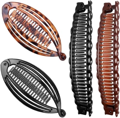 Dailygoods- Bananenspelden 4 Stuks - Retro Haaraccessoire - Vintage Haarclip - Franse Bananenklem - Vrouwelijke Haarkam - Visstaart Haarspeld