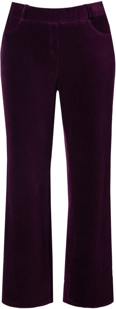 Ulla Popken - Dames - Corduroy instapbroek Mary elastische tailleband - Bosbes - Maat 48