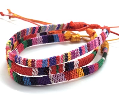 Heren Armbanden set- Touw Rood Oranje- Ibiza armbanden 3 stuks- Multicolor- Man- Gevlochten- LiLaLove