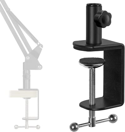 Robuuste tafelklem voor microfoonstandaard, verstelbare klem voor boomarm, geschikt voor tafeldikte tot 6 cm, ideaal voor studio en podiumgebruik