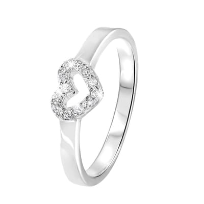 Lucardi Meisjes Kinder ring met plating - Hart - Zirkonia - Cadeau - Echt Zilver - Zilverkleurig