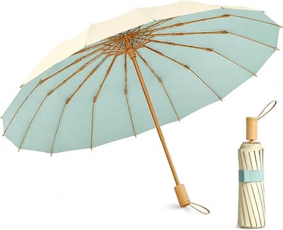 Paraplu - Paraplu opvouwbaar - Compacte zon en regenparaplu met UV-bescherming - windvast glasvezel frame - lichtgewicht pastel design voor vrouwen - ideaal voor woon-werkverkeer en cadeau