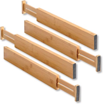 Verstelbare Ladeverdeler Set van 4 - Bamboe, 44 tot 56,3 cm