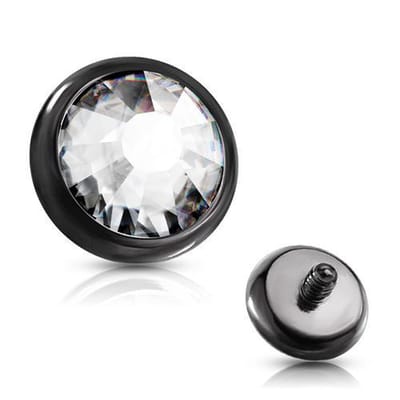 Dermal top steen 1.2 x 3 mm - zwart - LMPiercings