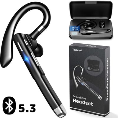 Techard Draadloze Headset Met Microfoon Bluetooth Headset Draadloos Met Noise Canceling Handsfree Bellen Met Bluetooth 5.3 - 2026 Model