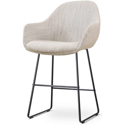 Nolon Nino-Mae Barkruk Beige Gemêleerd - Zwart Onderstel - 65 cm - Stof - Voor Kookeiland - met Rugleuning - Design - Scandinavisch - Comfortabel