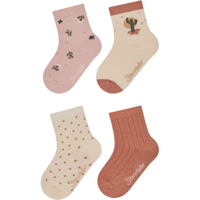 Merkloze Babysokken 4-Pack Cactus & Bloemen - Comfortabel & Zacht