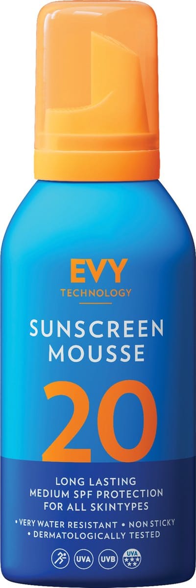 EVY Zonnebrand Mousse - SPF 20 150 ml - Beschermend en Hydraterend - Dermatalogisch aanbevolen - Zweet en water bestendig