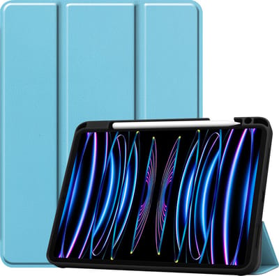 Hoes - Geschikt voor Apple iPad Pro (2022) - 11 inch - 4e generatie - Dun & Stevig - Trifold Bookcase - Hard Cover Case - Met Uitsparing Geschikt voor Apple Pencil - Hardcover Book - Tablet Hoesje - Lichtblauw