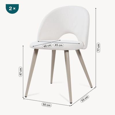 Eetkamerstoelen Karijo set van 2 stof 77x50x55 cm beige [en.casa]