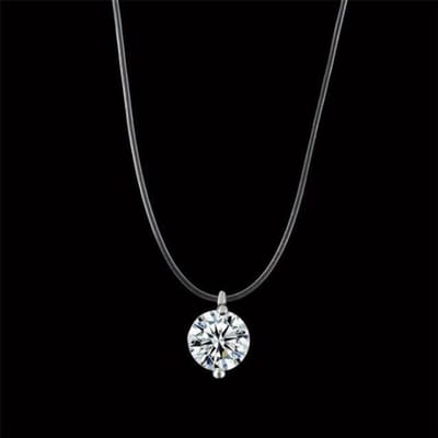 Transparante Vislijn Ketting Voor Vrouwen Kristallen Hanger Aan Lijn Collier Onzichtbare Ketting Choker Ketting Sieraden black