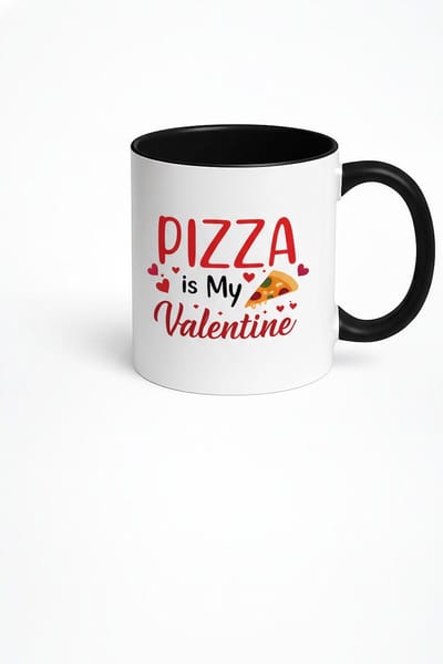 Valentijn Mok 'Pizza is My Valentine' | Grappige Liefdes Mok met Contrast Kleur