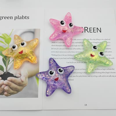 Anti-stress Zacht TPR Langzame Terugslag Glitters Maltose Knijpspeeltje Stressverlichting Elastisch Knijp Kleurrijke Oogjes Zeester Decompressie beige