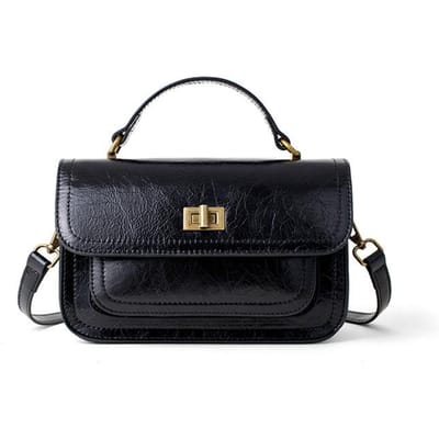 Retro Koeienhuid Vierkante Tas Nieuwe Echte Lederen Dames Tas Handtas Dames High-end Textuur Eénschouder Crossbody Tas black