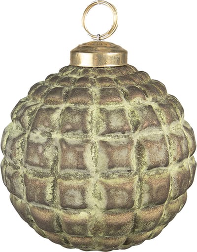 Clayre & Eef Kerstbal Overig Ø 10 cm Groen Bruin Glas Kerstballen