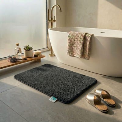 FLOORDIREKT Badmat - Sky Soft - Douchemat - Anti-Slip - Zwart - 50 x 80 cm