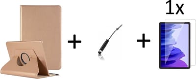 Draaibaar Hoesje - Rotation Tabletcase - Multi stand Case Geschikt voor: Samsung Galaxy Tab A7 10.4 Inch (2020) T500/T505 - Goud + 1x screenprotector + Stylus