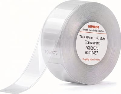 Niimbot - Labels - Etiketten - Geschikt voor D110 - D11 - D101 - 14 x 40 mm - 160 vellen - Transparant